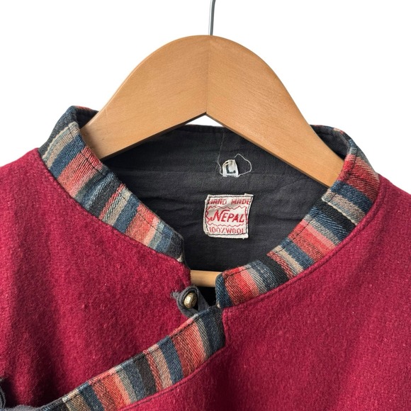 Vintage Nepali Wool Overjacket: Himalayan Monk Style, Men's Large - Picture 3 of 5